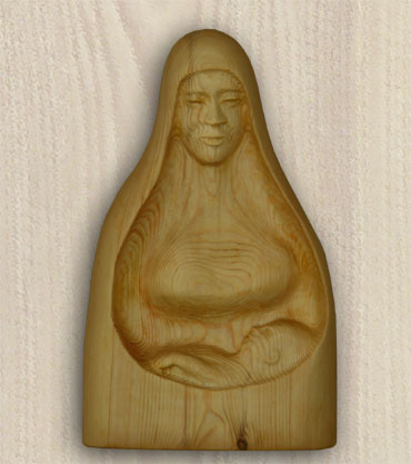 Äiti ja lapsi, puuveistos